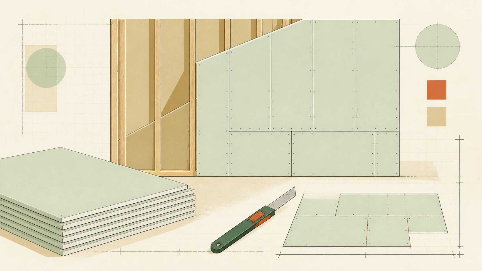 Drywall Calculator materials and measurement planning illustration