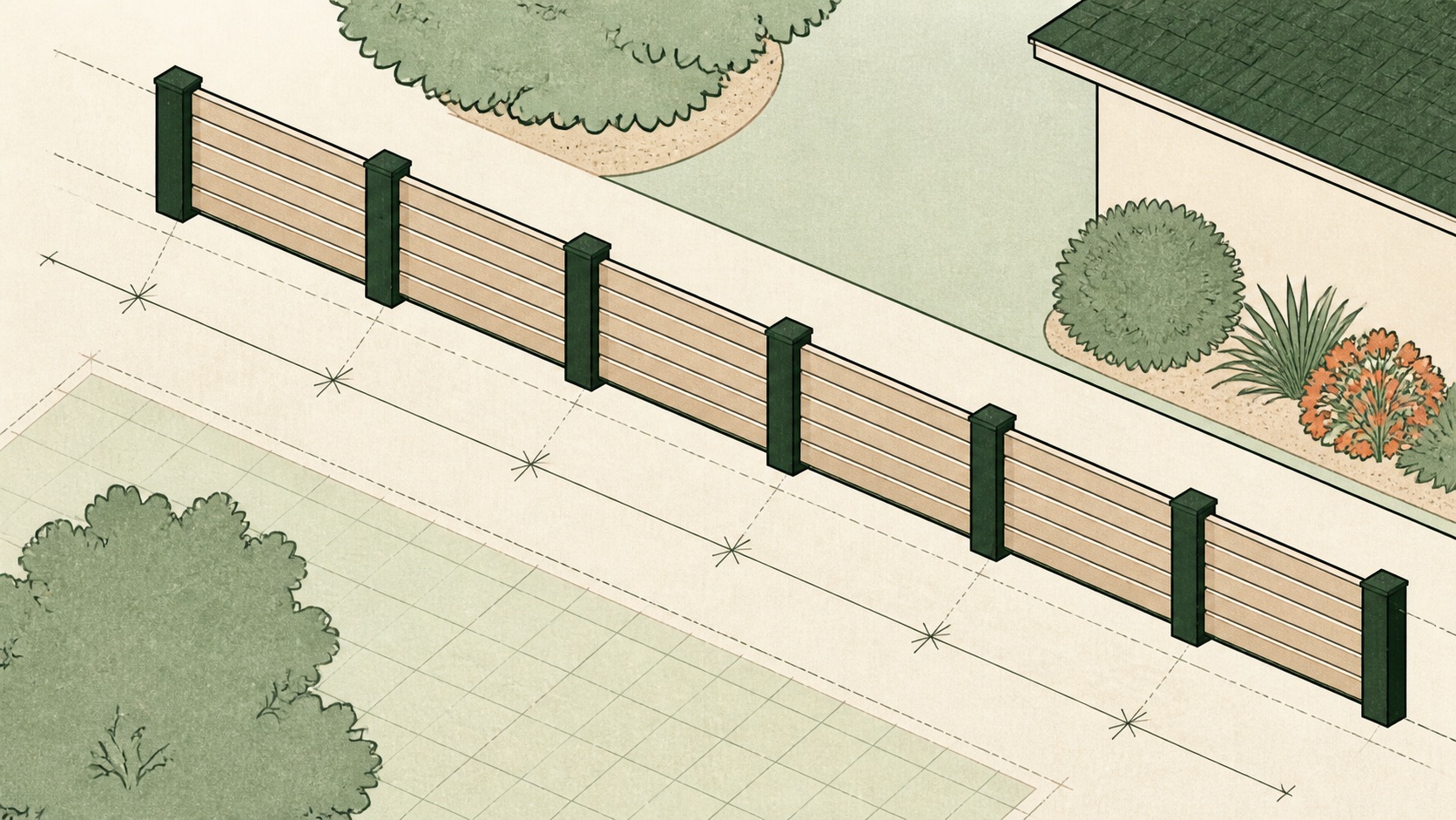 Fence Calculator materials and measurement planning illustration