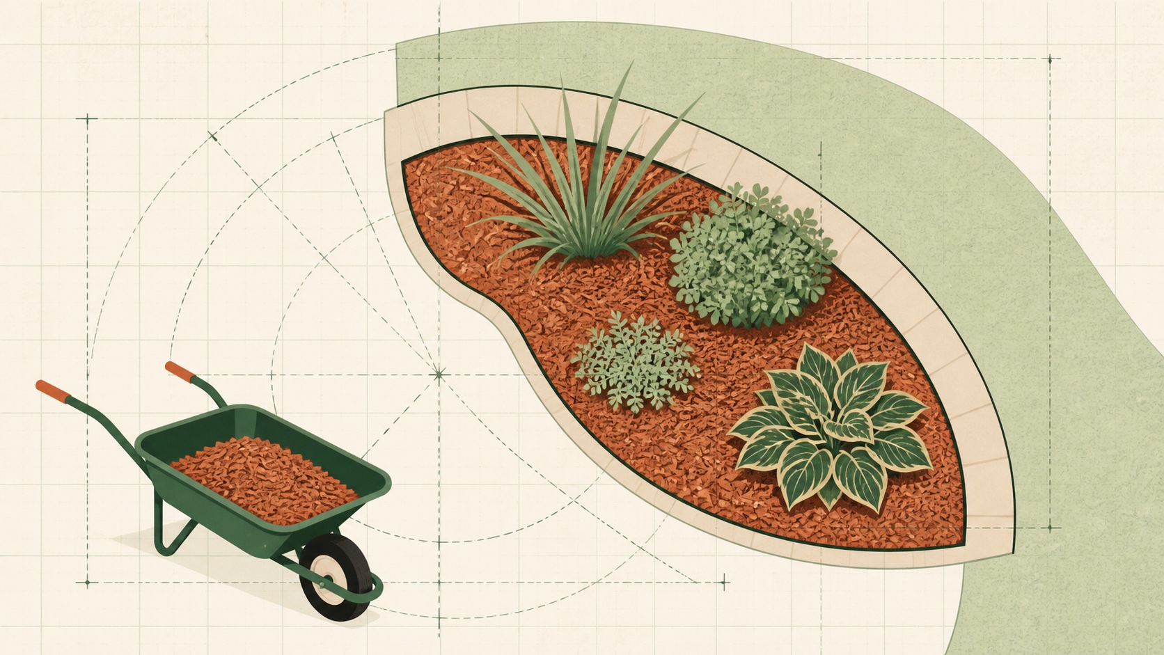 Mulch Calculator materials and measurement planning illustration