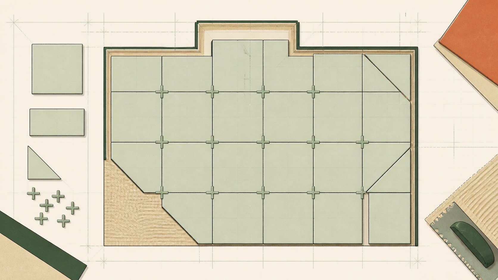 Tile Calculator materials and measurement planning illustration